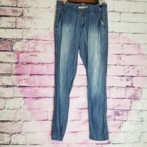 LIFE IN PROGRESS BOHO LAGENLOOK THIN DENIM PAPER BAG WAIST JOGGER BOHO JEANS 28